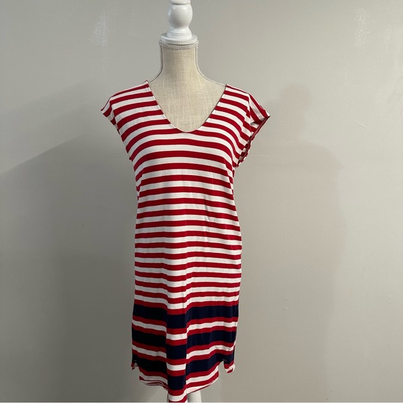 VINEYARD VINES PERFORMANCE WOMEN'S DRESS XS NAVY WHITE RED STRIPES SLEEVELESS - Picture 2 of 7